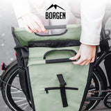 Grüne 3in1 Fahrradtasche hinten abnehmbar wasserfest