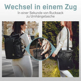 Fahrradrucksack und Umhängetasche in einem