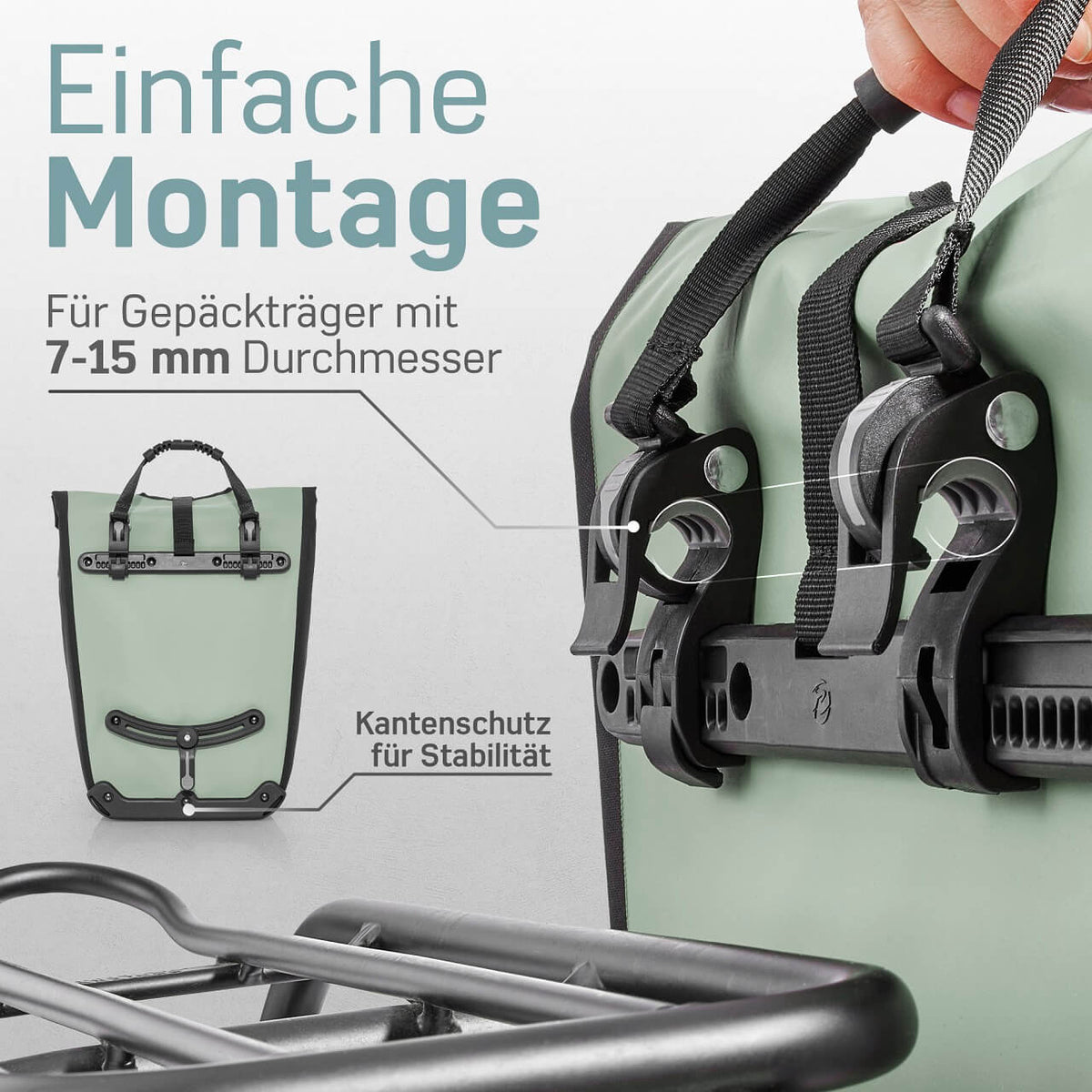 Fahrradtasche hinten – Fahrradtasche hinten abnehmbar | Mit Kühltasche