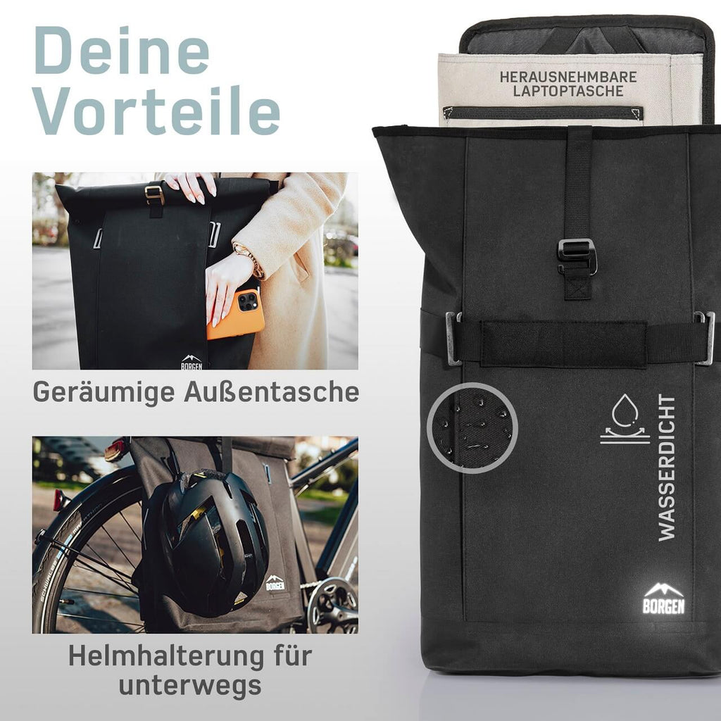 Fahrradrucksack Gepäckträger » Wasserfest & 3in1