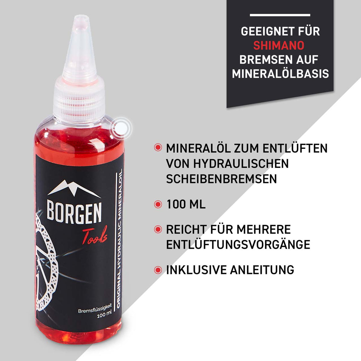 mountainbike bremsflüssigkeit Borgen Mineralöl – geeignet für Shimano Bremsen – forriders.de