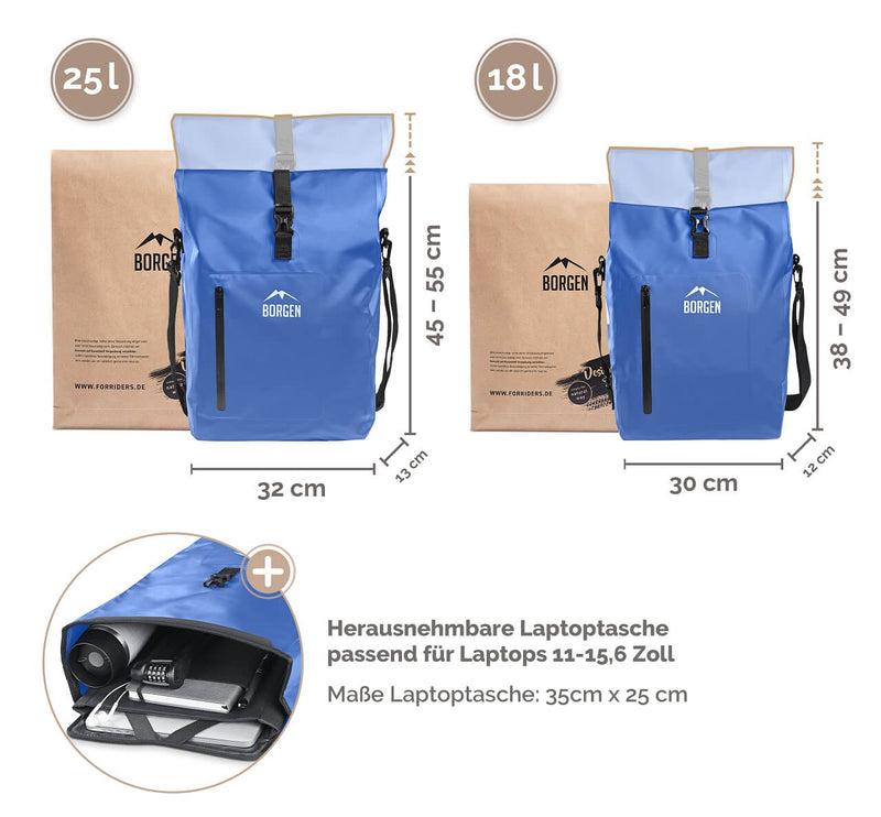 Fahrradtasche Gepäckträger – Fahrradrucksack blau –