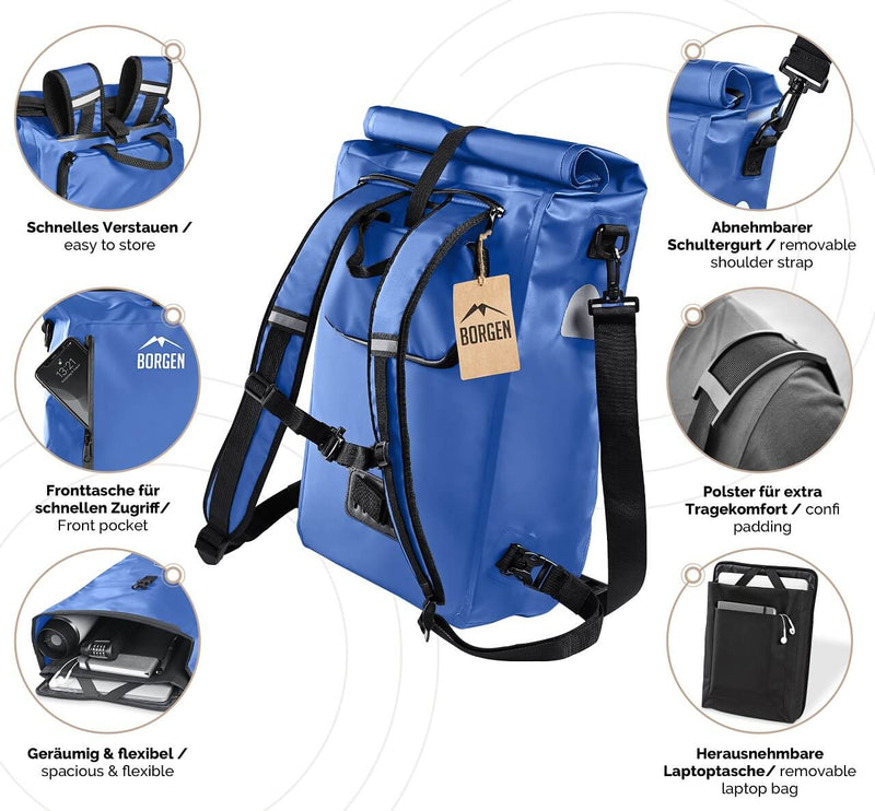 Fahrradtasche Gepäckträger – Fahrradrucksack blau