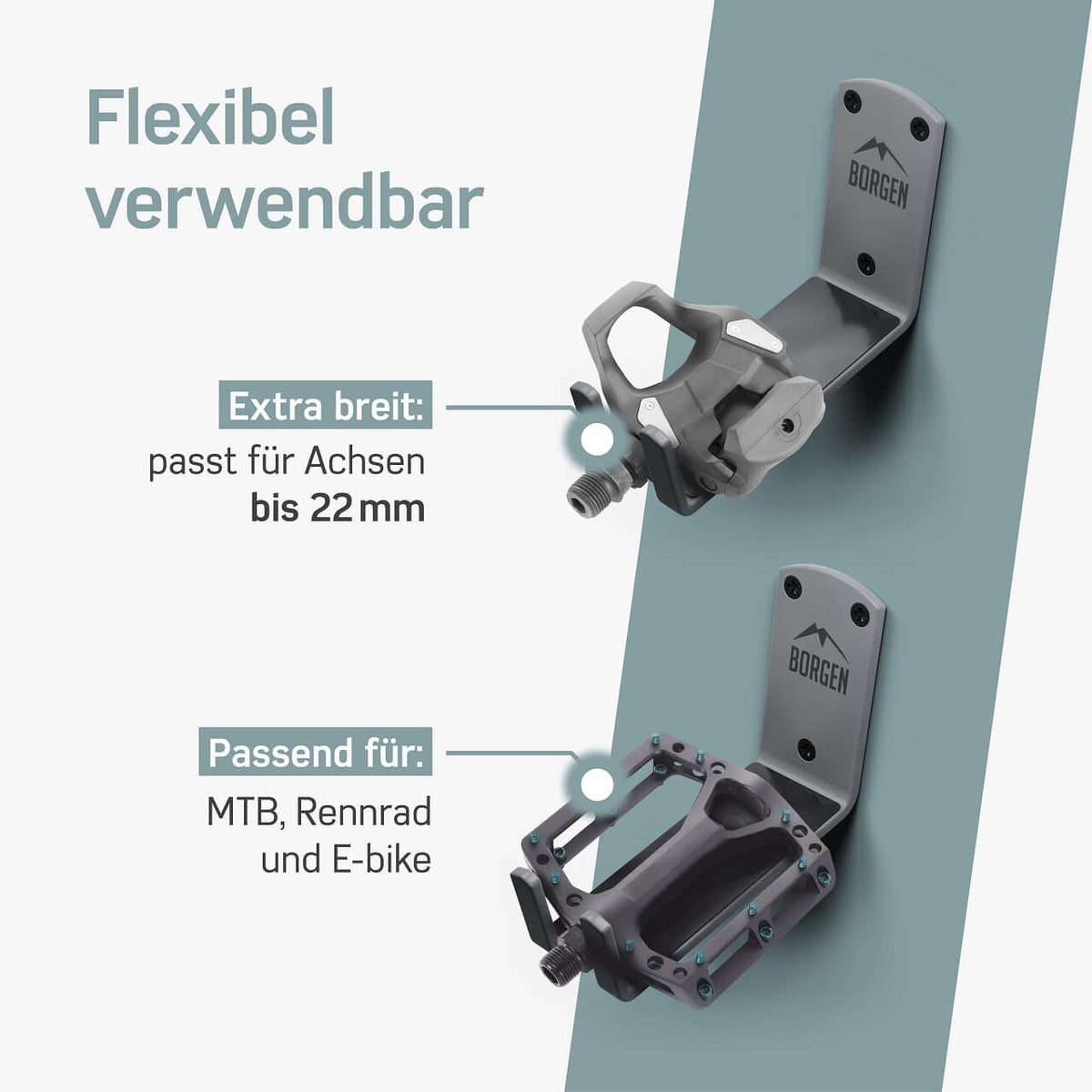 Fahrrad Wandhalter Pedal – Grau